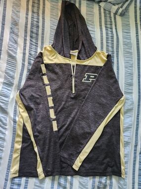 Purdue University Youth Hooded Quarter-Zip Pullover - Black & Gold